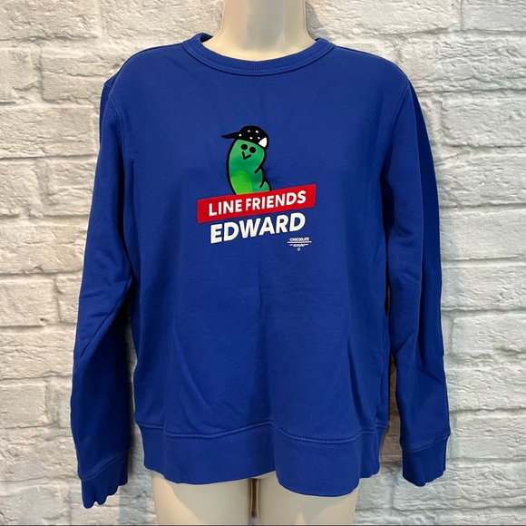 :Chocoolate X Line Friends Edward (M) Royal Blue Crewneck Long Sleeve Sweatshirt - Picture 3 of 11